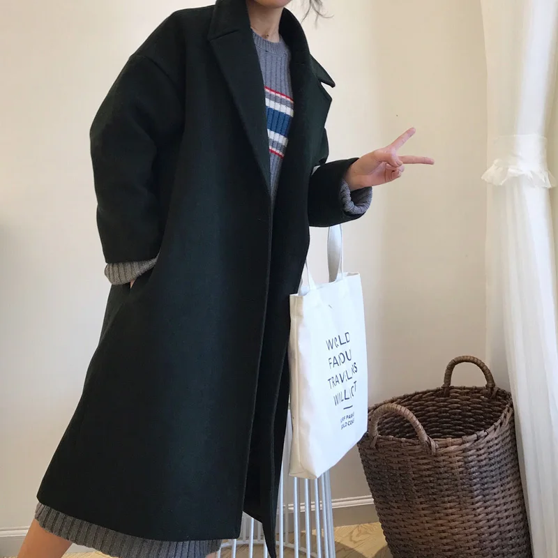 Осеннее и зимнее новое длинное пальто для волос выше колена размер свободного