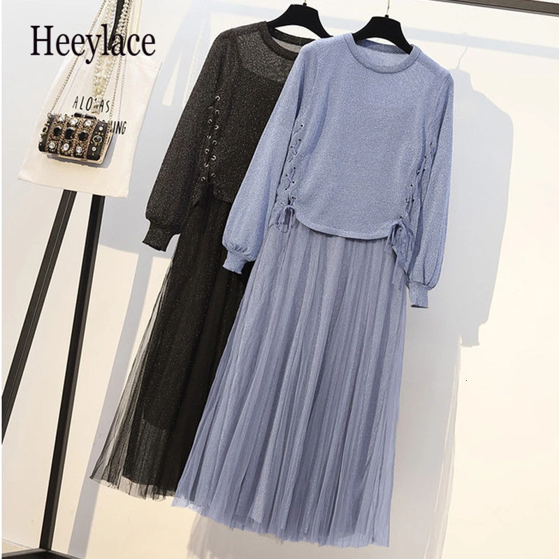 Осенний женский элегантный комплект из двух предметов размера плюс свободный