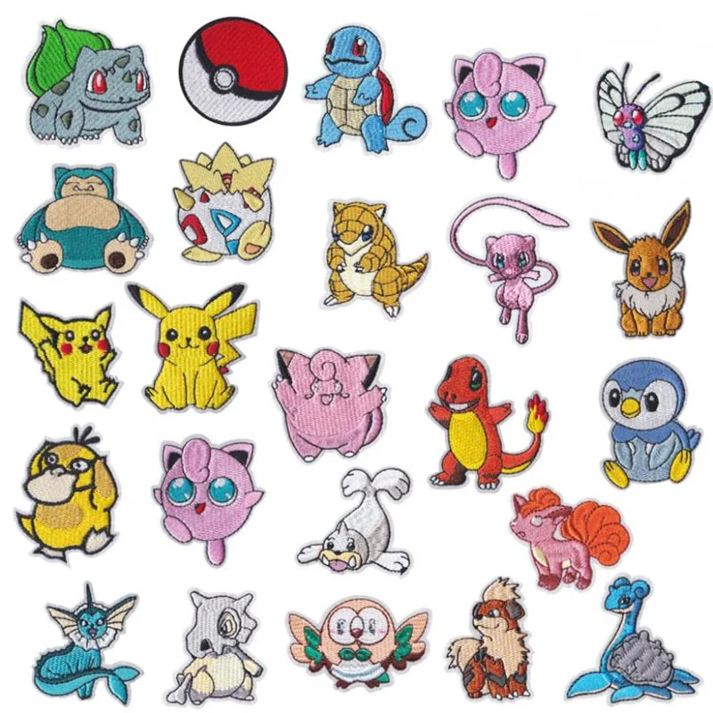Parche bordado de Pok&eacute;mon Pikachu, parches de ropa bordados de dibujos animados para ni&ntilde;os, pegatinas de paraguas, apliques de ropa-0