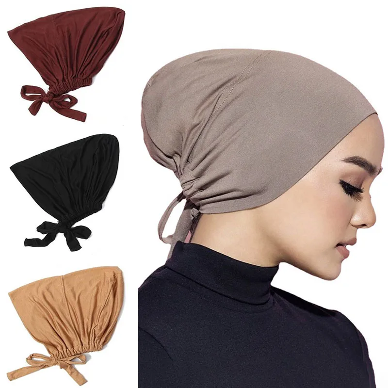 

Muslim Women Hijab Daily Casual Headscarf Solid Color Comfortable Hijab Cap Adjustable Elastic Turban Men's Headscarf Unisex