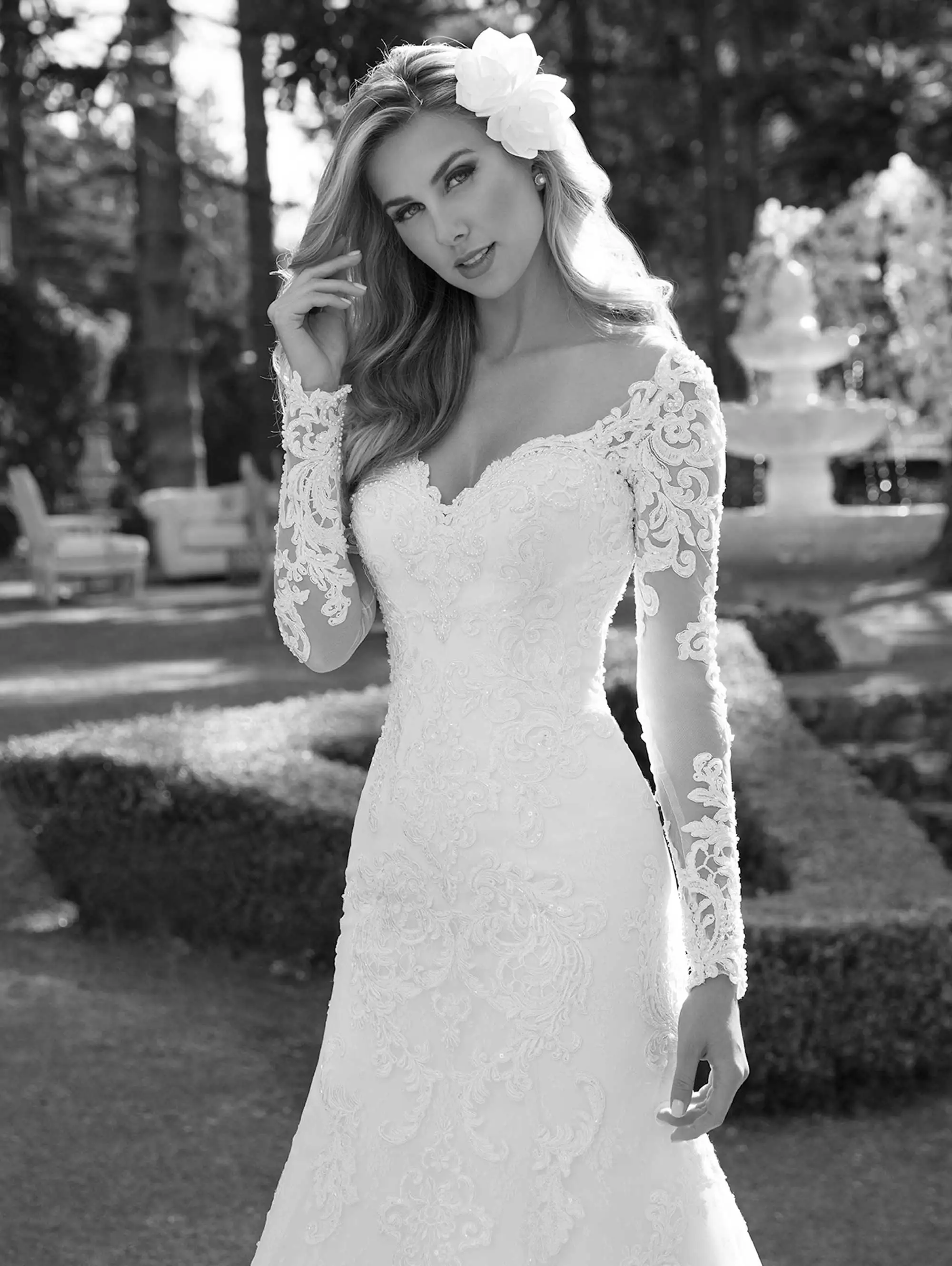 Sexy Wedding Dresses Mermaid Long Sleeve Tulle Lace Beaded Pearls Formal 2022 New Design Gowns Vestido De Noiva KW11 | Свадьбы и