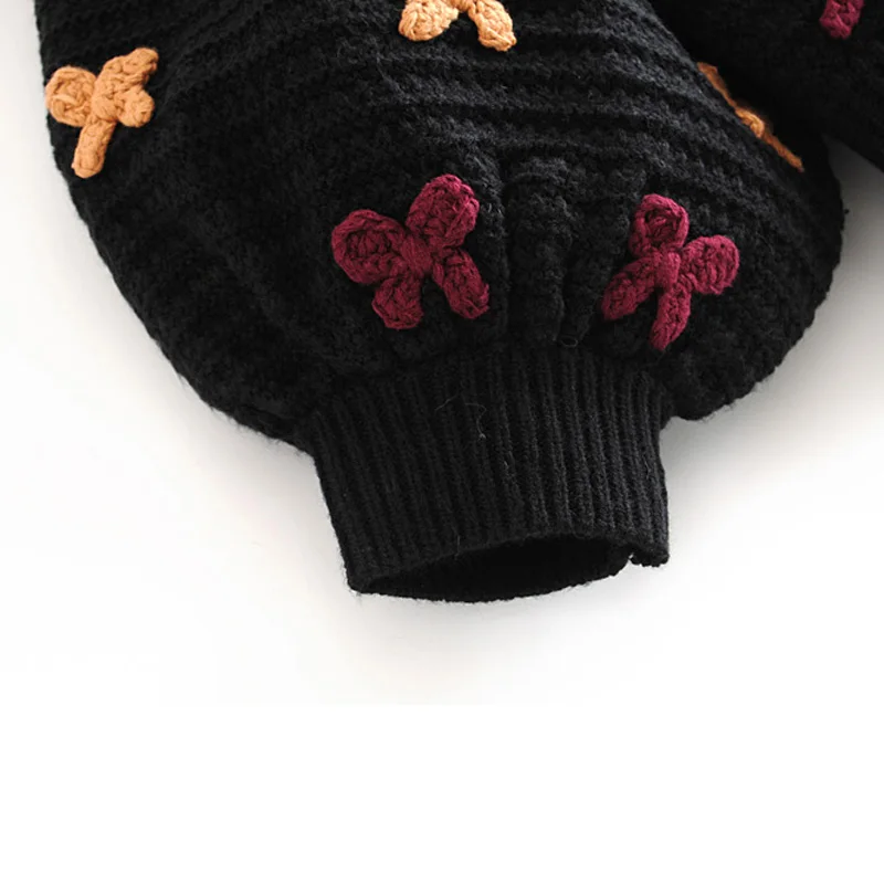 Женский трикотажный пуловер с рукавом-фонариком круглым вырезом | Женская одежда