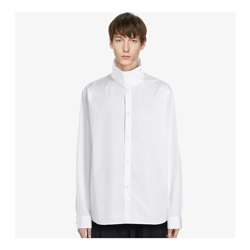 

Рубашка со съемными пуговицами и высоким воротником