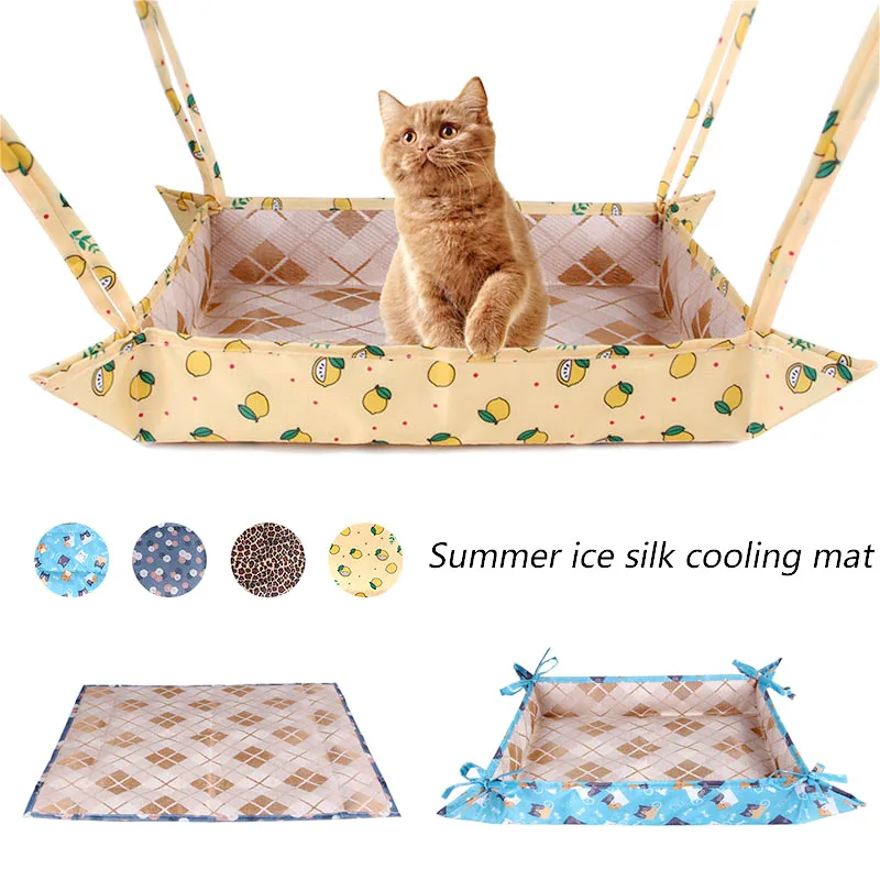 Летний охлаждающий коврик для домашних животных гамак из вискозы собак и кошек