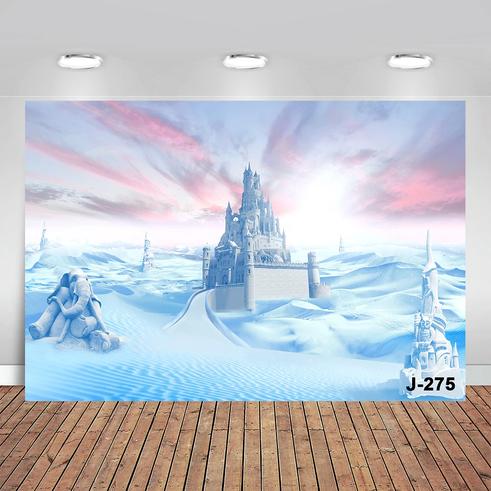 Snow White Castle Photography Backdrop Snowflake Merry Christmas Background Winter Wedding Bridal Shower Photo Shoot Props