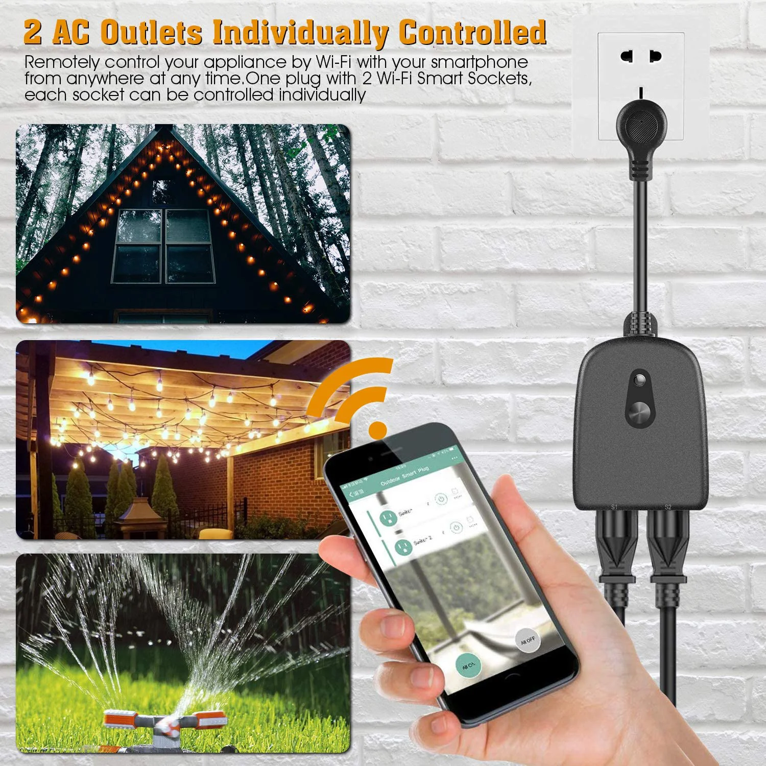 Уличная смарт вилка WiFi розетка IP44 водонепроницаемый беспроводной пульт