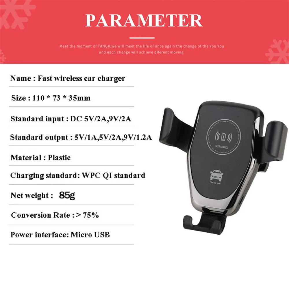10W Car Phone Holder Wireless Charger Car Mount Gravity Scale for Air Vent Mount Car Charger Wireless For iPhone Xiaomi
