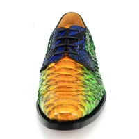 hubu import Python skin Men shoes Pure manual Python leather shoes hand-painted Color matching Mens shoes
