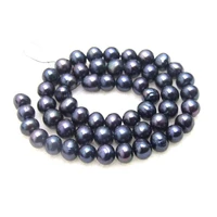 qingmos 7 8mm round natural freshwater black pearl loose beads for jewelry making diy necklace bracelet loose strands 14