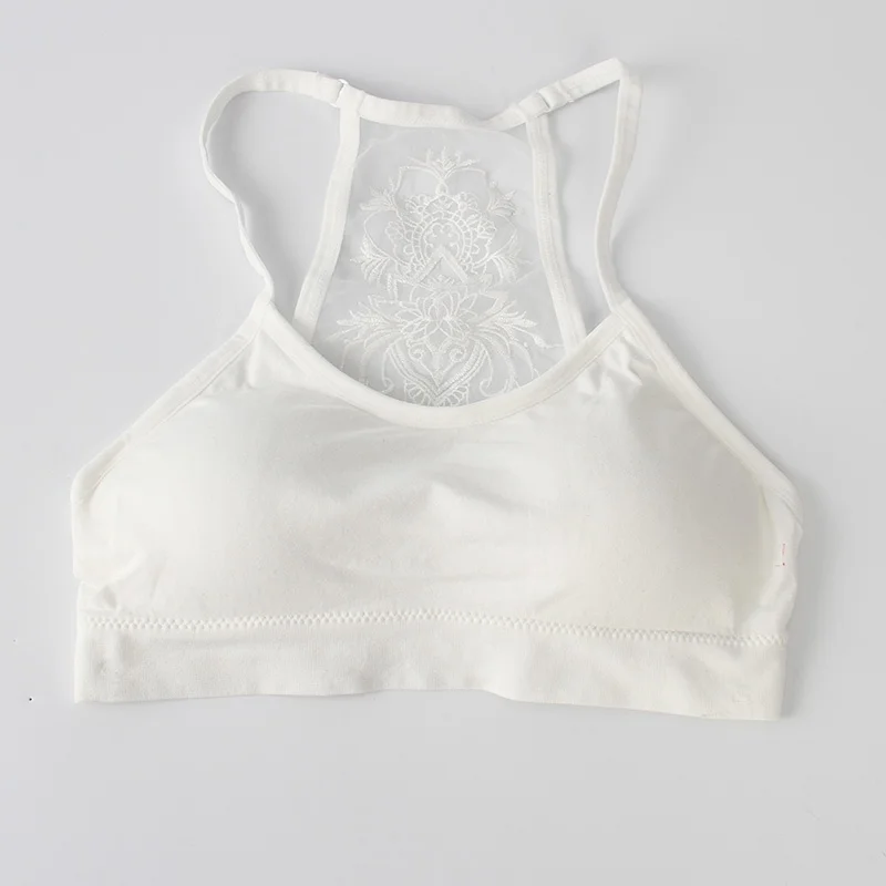 

New Fashion Underwear Women's Back Lace Embroidered Beauty Back Base Tube Top Pure Color Yoga Sports Tube Top