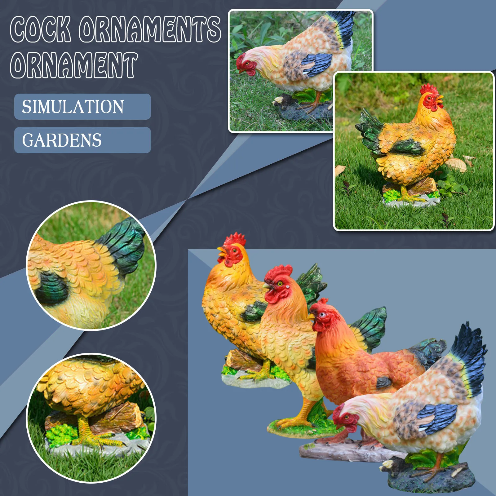 

3D моделирующая куриная статуя, реалистичная скульптура курицы из смолы, модель птицы, фигурки животных, украшения для газона, двора, украшен...