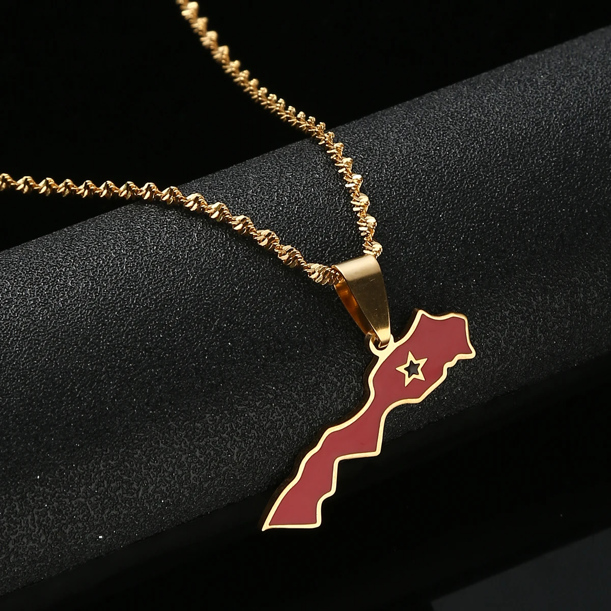 Ожерелье с подвеской картой Марокко модные ювелирные изделия золотого цвета для