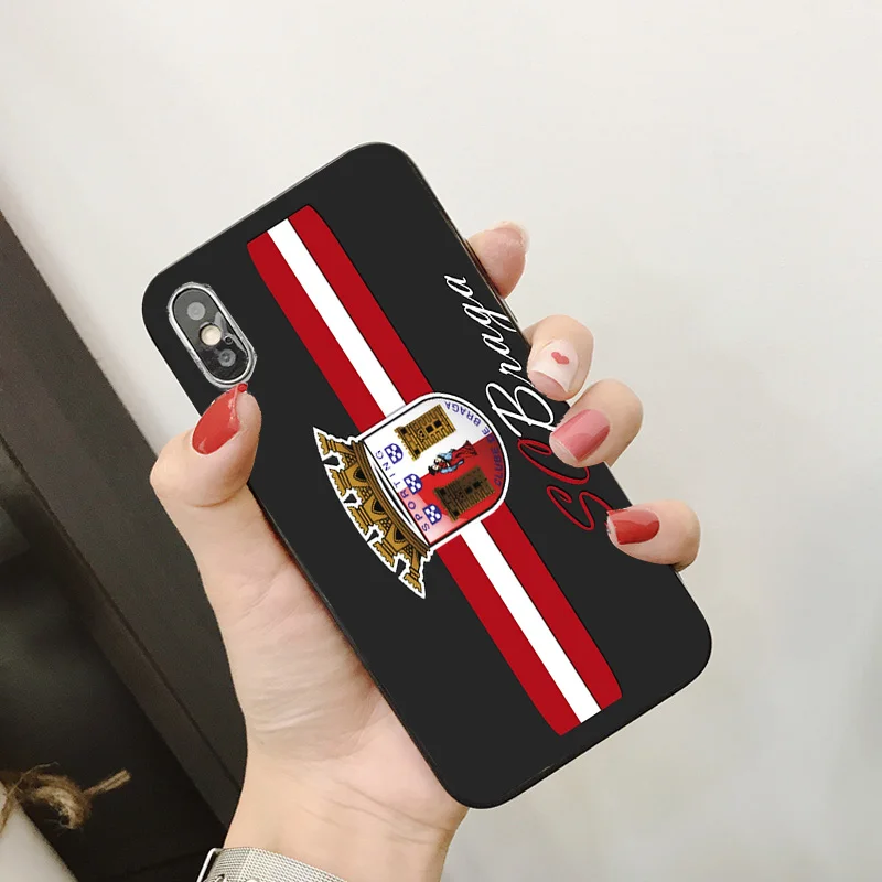 Чехол для телефона спорта Braga FC чехол Iphone DIY Рисунок черный мягкий из ТПУ X XR XS MAX 7 8