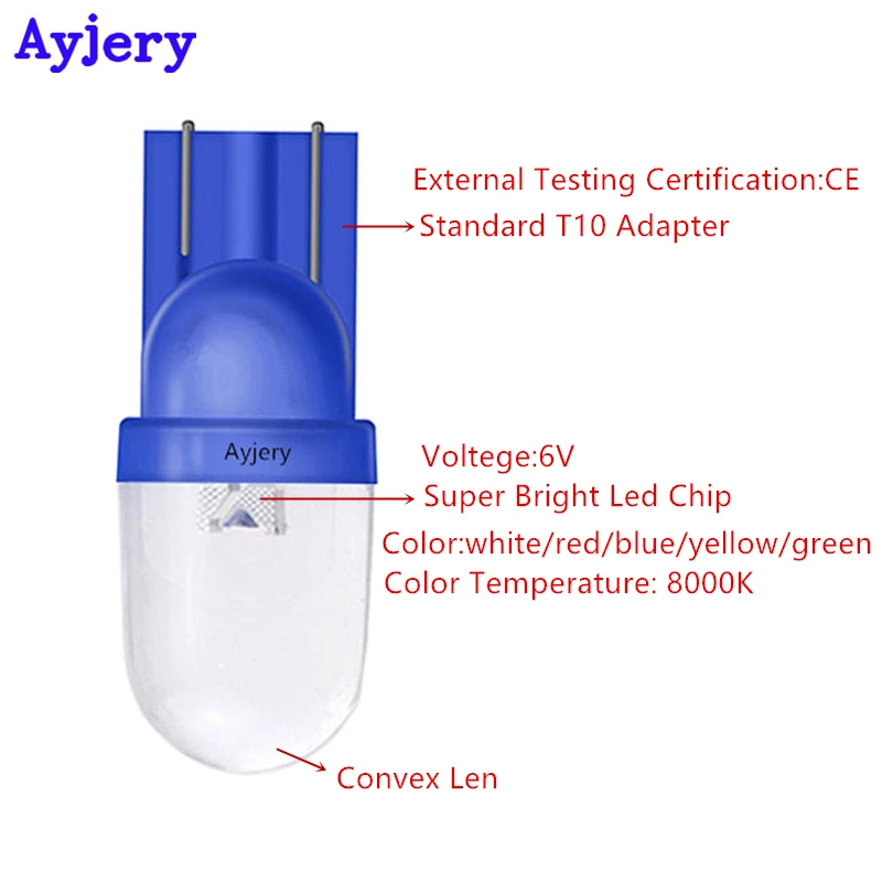 AYJERY DC 6V 6 3 V! Супер яркие выпуклые линзы T10 100 шт. лампы с клиновидным основанием для