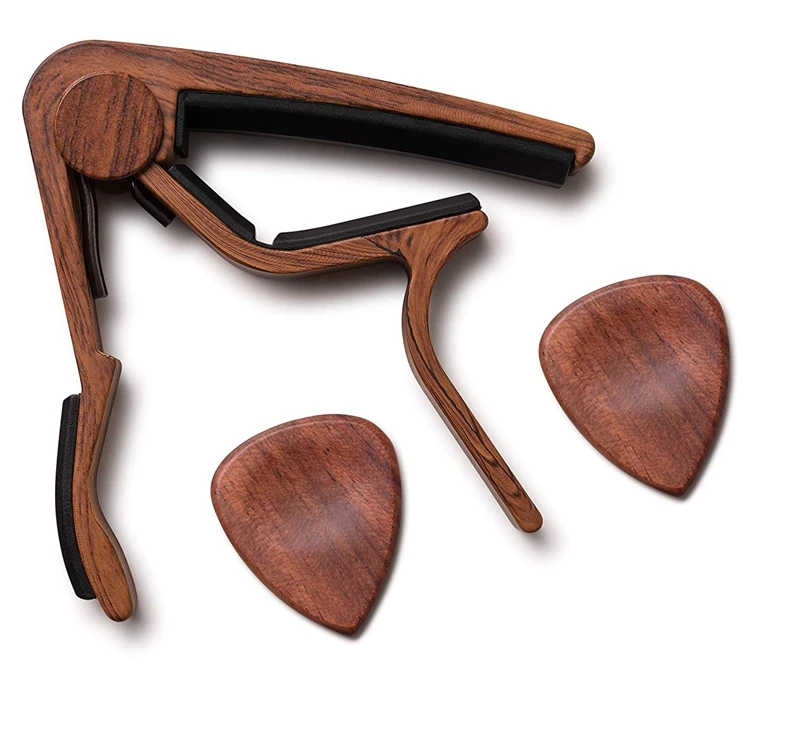 

Guitar Capo REAL WOOD PICKS INCLUDED (2) Set for Acoustic Guitar, Electric Guitar Quick Change for Easy Transpose