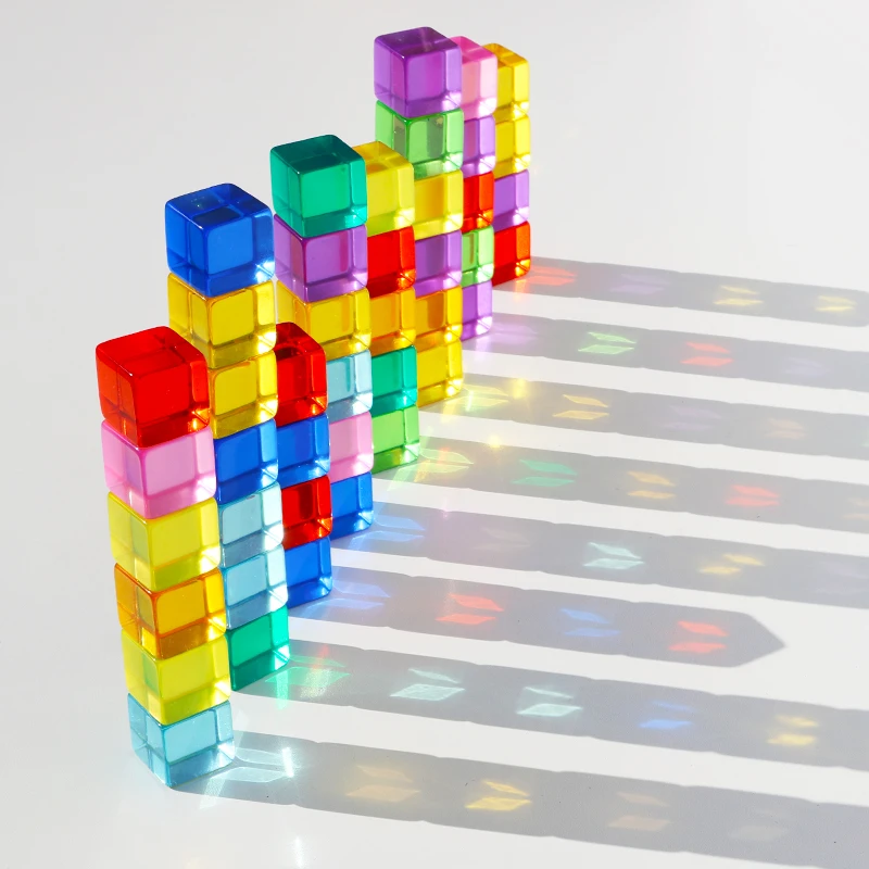 Радужные Детские кубики Обучающие игрушки с кристаллами для сенсорного обучения