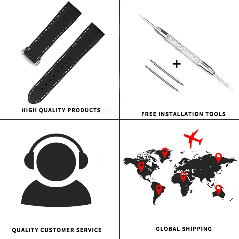 Ремешок силиконовый для наручных часов резиновый спортивный браслет мужчин и
