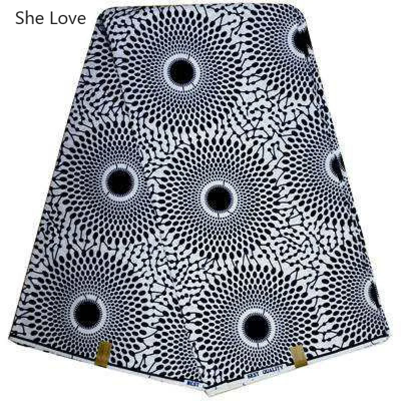 Chzimade 1 ярд Анкара Африканский хлопок восковая ткань черный и белый цвет цветочный