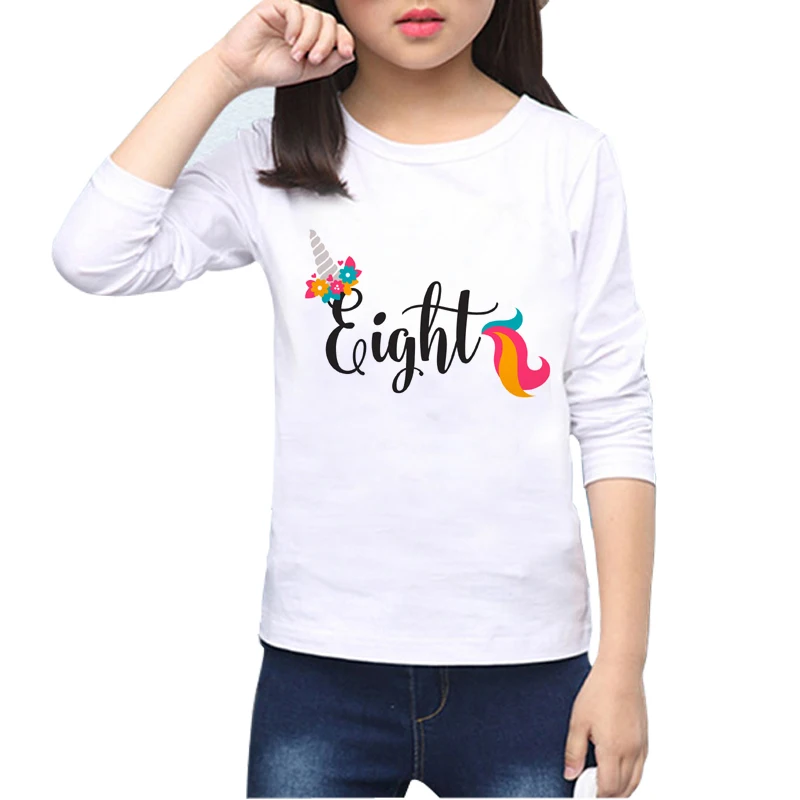 

Cartoon Kid T Shirt Children's Tops Tees Girls Birthday Unicorn Number 1-9 Print T shirt Camiseta Y53-16
