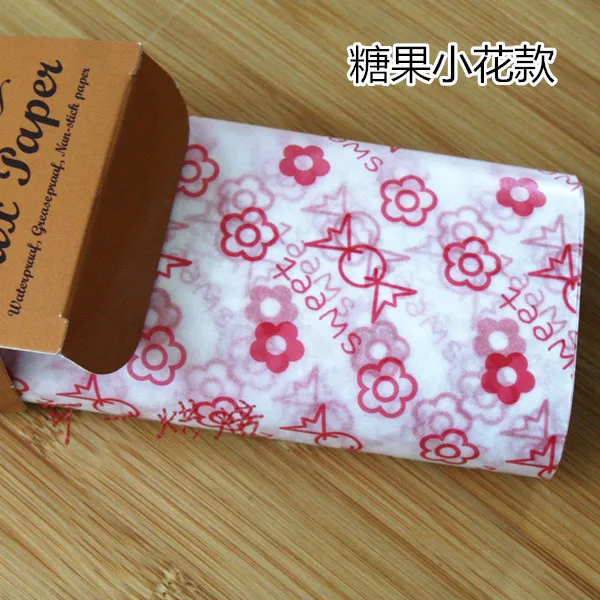 Candy flower 50 шт./компл. пищевая вощеная бумага Класс смазка Бумага Еда обертки для упаковки Бумага для выпечки хлеба сэндвич Гамбургер картофель фри масло Бумага с нугой и упаковочная машина - Цвет: Candy flower