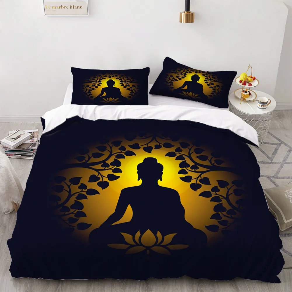 

2/3 Pieces Buddha Bedding Set Religion Duvet Cover Home Room For Bedroom Bed Cover Set Warm And Comfortable Bed Quilt Cover