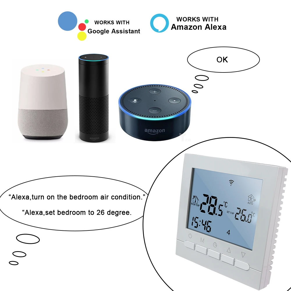 Термостат для теплого пола 16 А переменного тока 220 В Wi Fi|Умная система управления