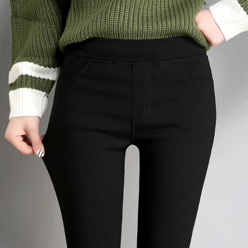 

New Elegant Fashion Women Autumn Winter plus velvet thicken leggings stretch slim bottoming pencil pants