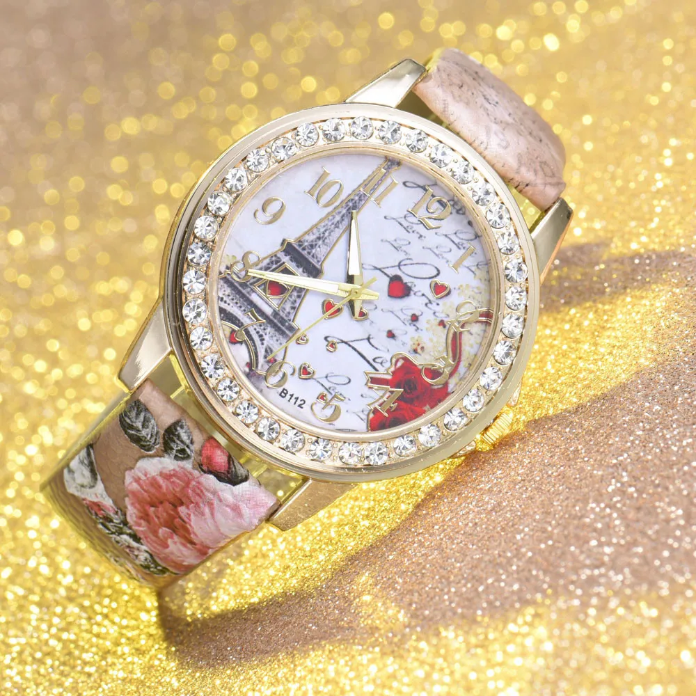 

Tower Pattern Leather Band Analog Quartz Vogue Wrist Watches часы женские часы женские наручные relojes para mujer montre femme