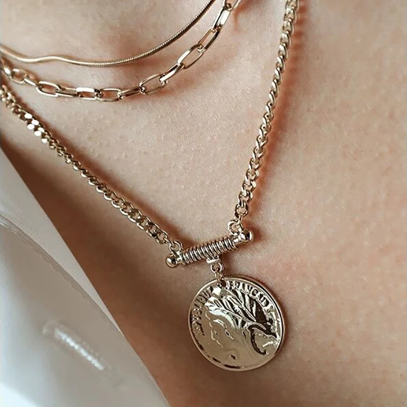 Ожерелье-чокер женское многослойное в винтажном стиле чокер из металла под