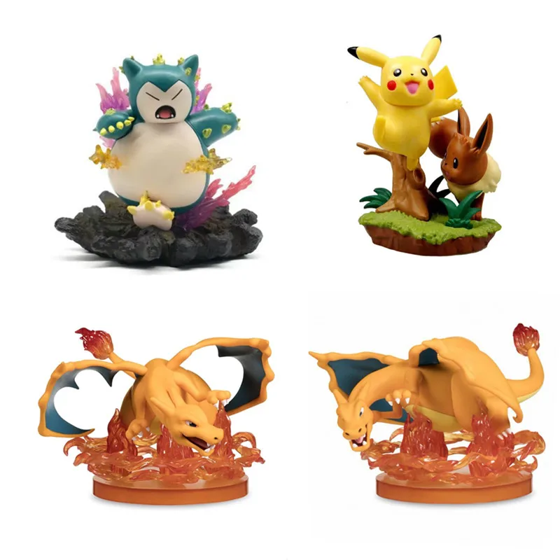 

20CM Pikachu Eevee Snorlax Cartoon Series Anime Model Ornaments Toys Pokemon Figures Dolls Collection Kids Birthday Gift