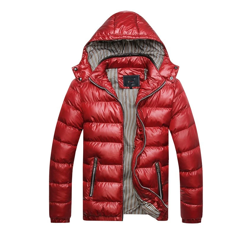 

Winter Warm Casusl Jackets Men Hat Detachable Top Fashion Coat Cotton Outwear Coats Hooded Collar Slim Clothes Thick Parkas