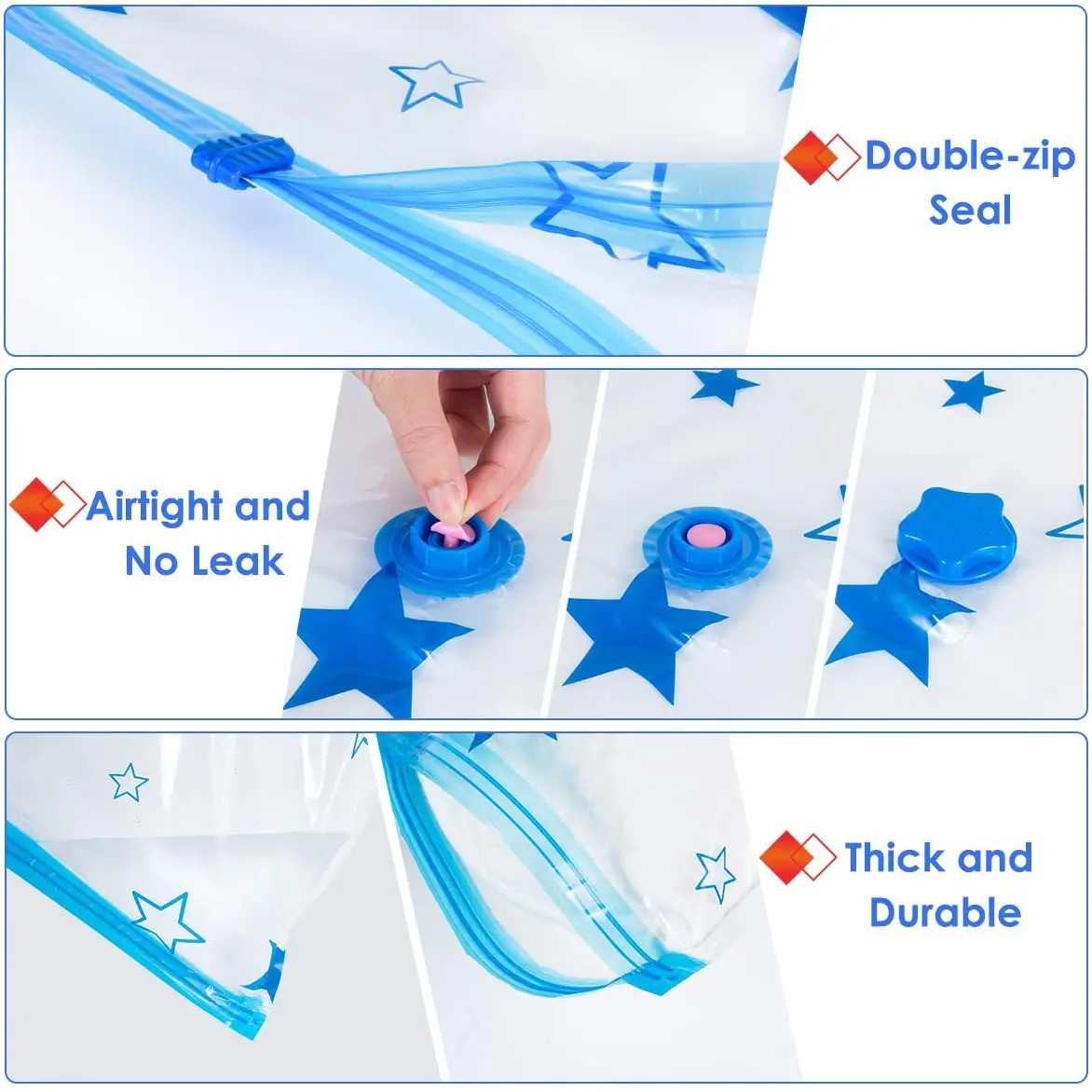 6 шт./упак. вакуумные пакеты для хранения с ручной воздушный насос многоразовые