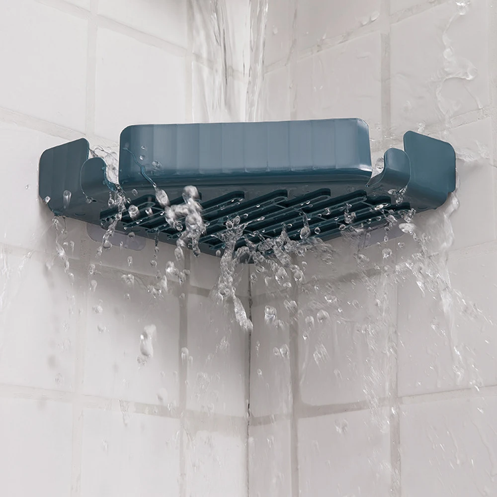 

Bathroom Shelf Shampoo Soap Storage Rack Plastic Wall Mount Corner Rack Wall Hanging Drain Rack Holder Kitchen Organizer