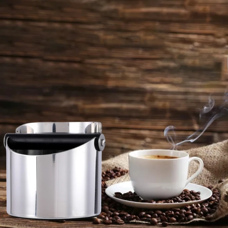 

T21D Coffee Knocking Box Espresso Knock Barrel Stainless Steel Grind Waste Storage Bin Coffee Powder Container Slag Bucket