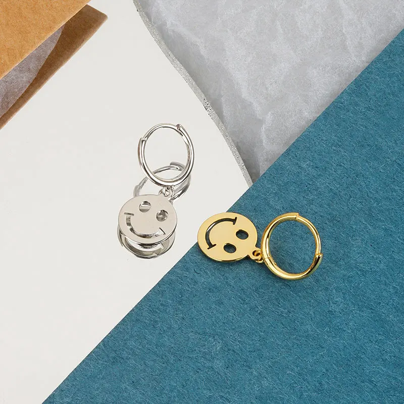

925 Sterling Silver Gold Punk Hip-Hop Geometric Pendant Hoop Earrings for Women Party Jewelry Accessories Wholesale