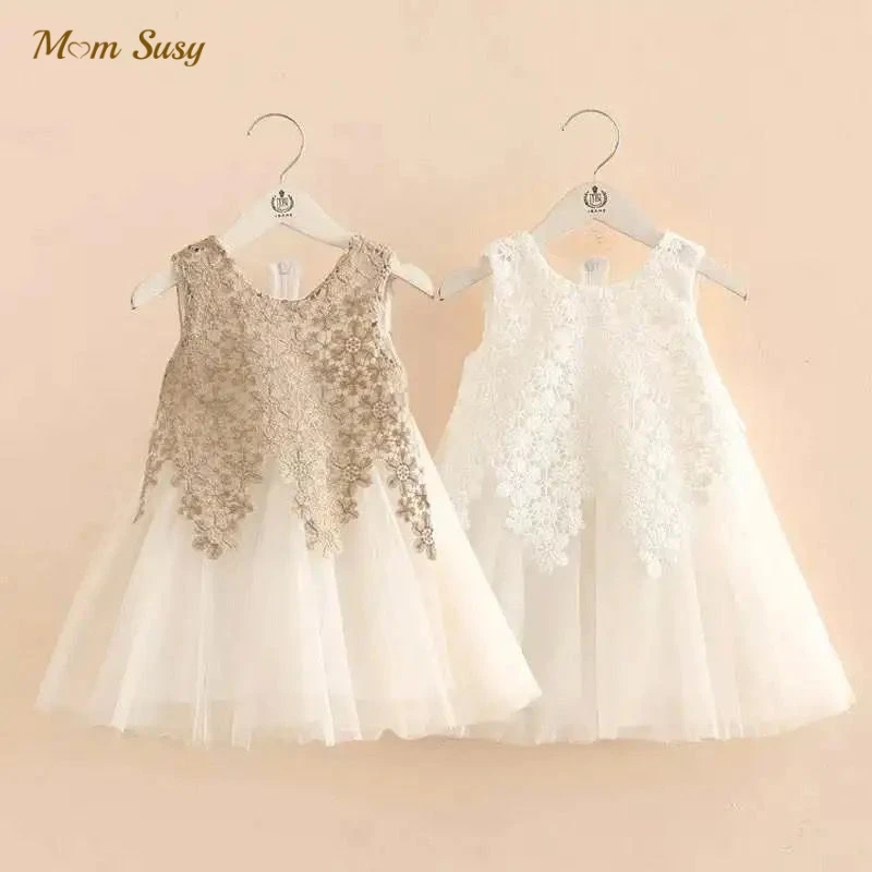

Fashion Girl Princess Vintage Tutu Dress Lace Floral Child Gauze Vestido Sleeveless Birthday Party Wedding Baby Clothes 1-10Y