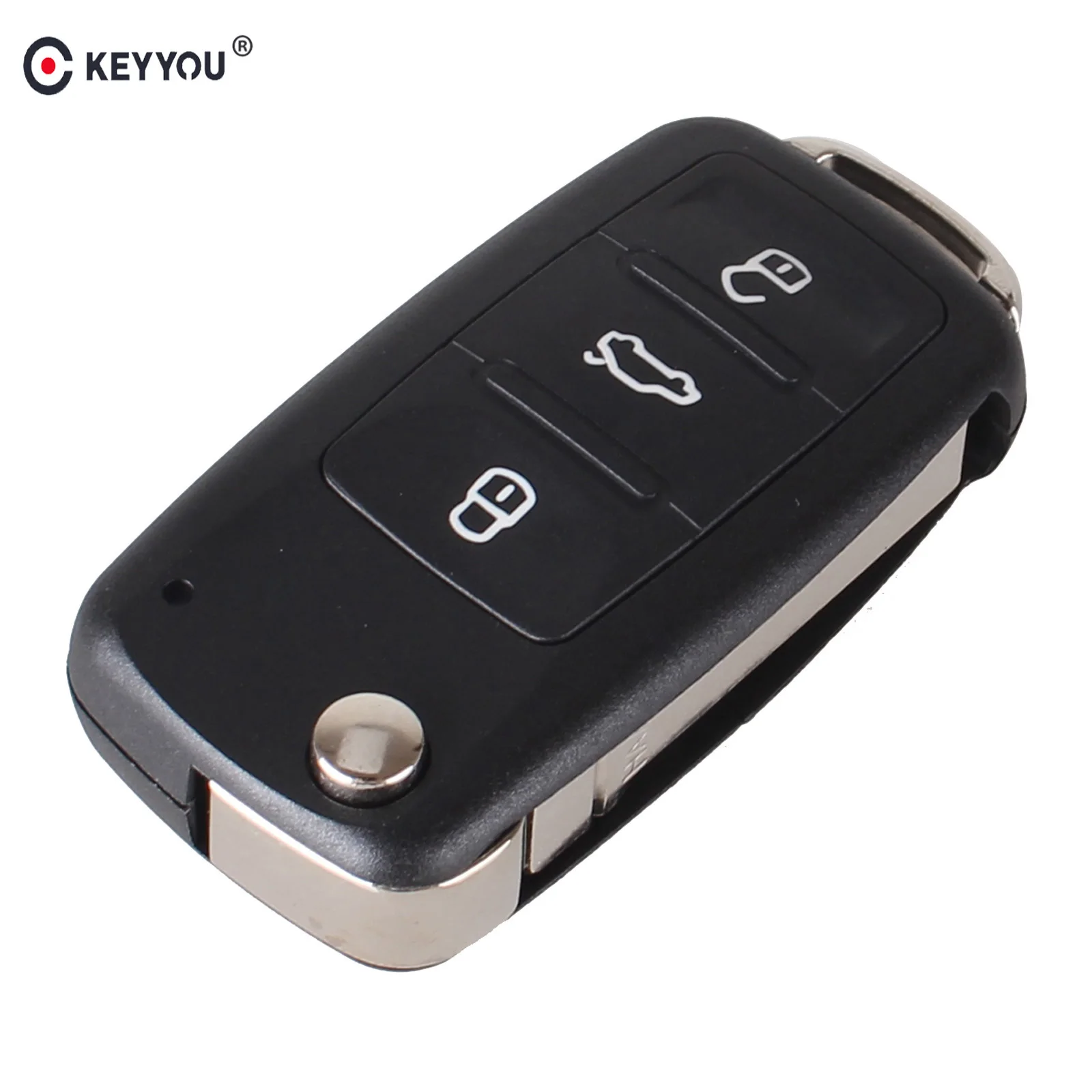 

KEYYOU 10X 3 Button Flip Folding Remote Car Key Shell Case For VW VOLKSWAGEN Tiguan Golf Sagitar Polo MK6 Uncut Blade Fob