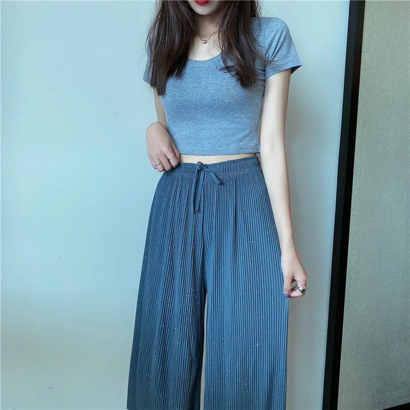 

YTX1486 High waist straight wide leg pants spring 2021 new Korean style loose and thin casual pants women