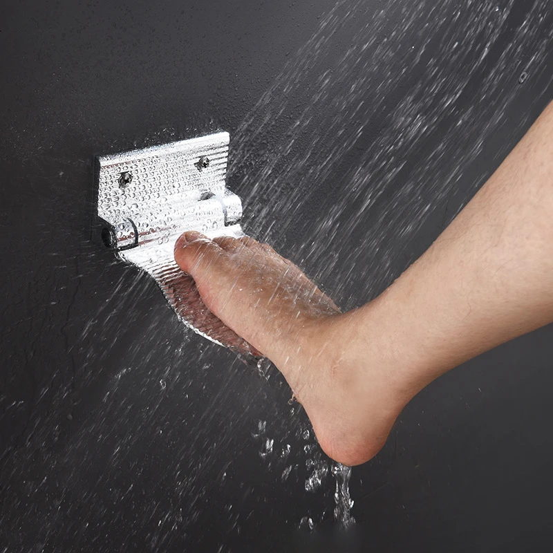 

Aluminum Bathroom Pedal Wall Mounted Foldable Foot Pedal Punch Free Safety Foot Rest Anti-slip Shower Pedals Bathroom Products