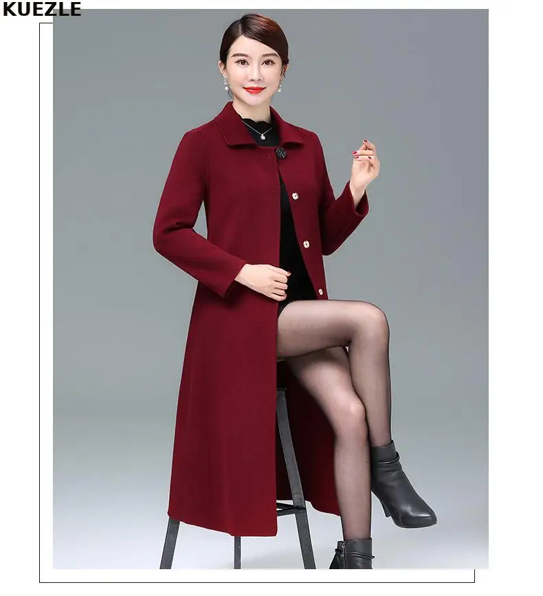 

Woolen coat Casaco Long windbreaker jacket women 2020 autumn and winter plus cotton casual Top elegant Jackets Warm Long Coat