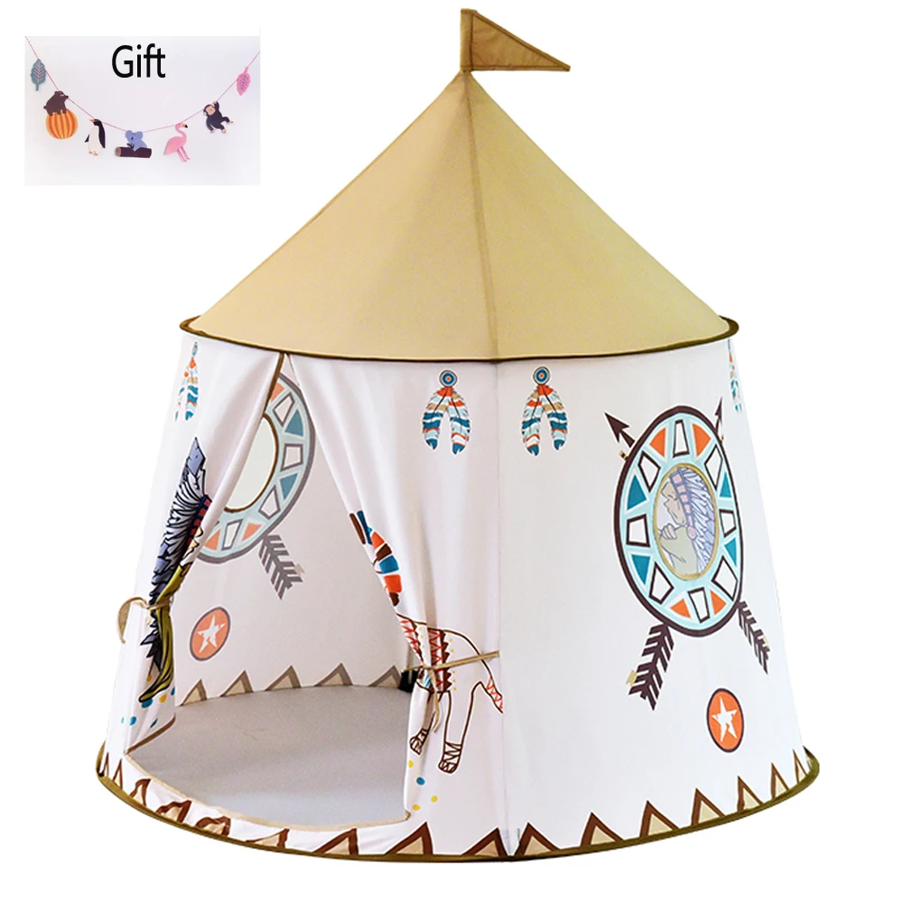 

YARD Kids Tents Cute Lion Cartoon Portable Baby Children Play Tents 116*123CM Playhouse Large Room Hang Flags Present Kids Tent