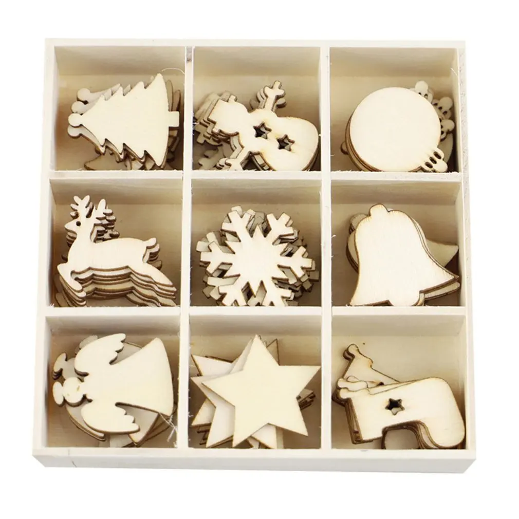 

Christmas Pendant Home Decoration Products Wooden Crafts Creative Carving Wood Chip Christmas Tree With Props Gifts