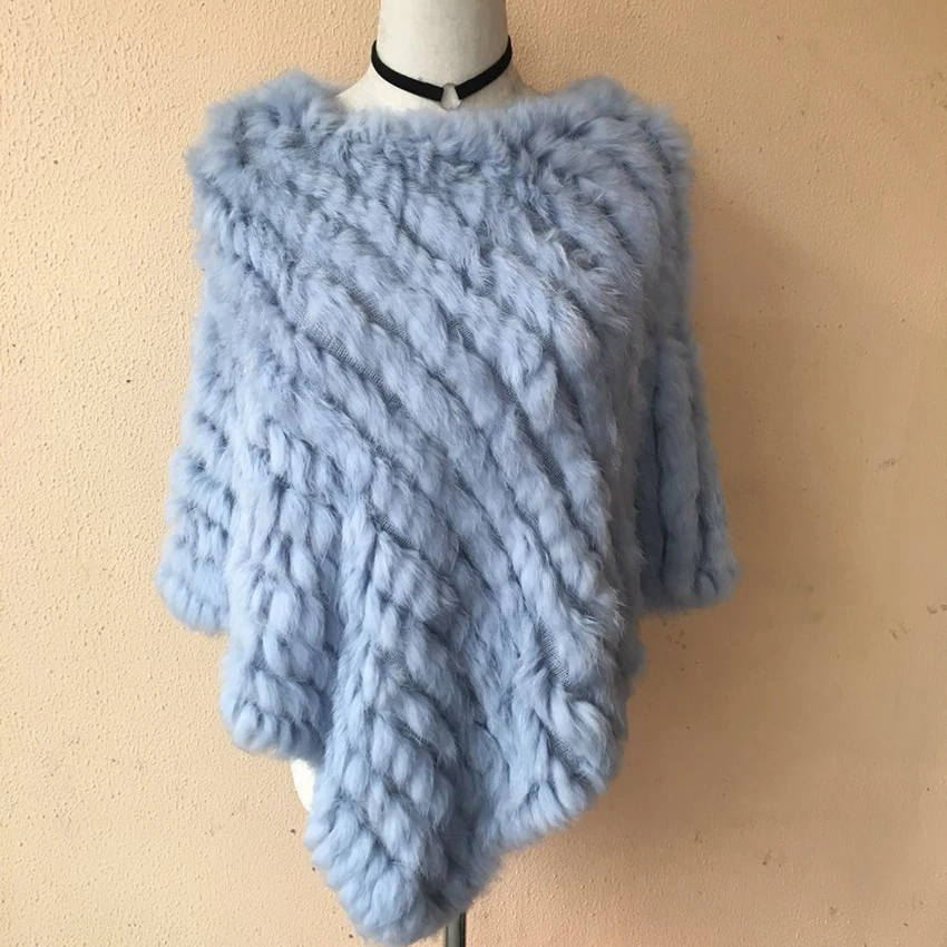 Женское Вязаное пончо из натурального кроличьего меха сезон весна-осень 2019 |