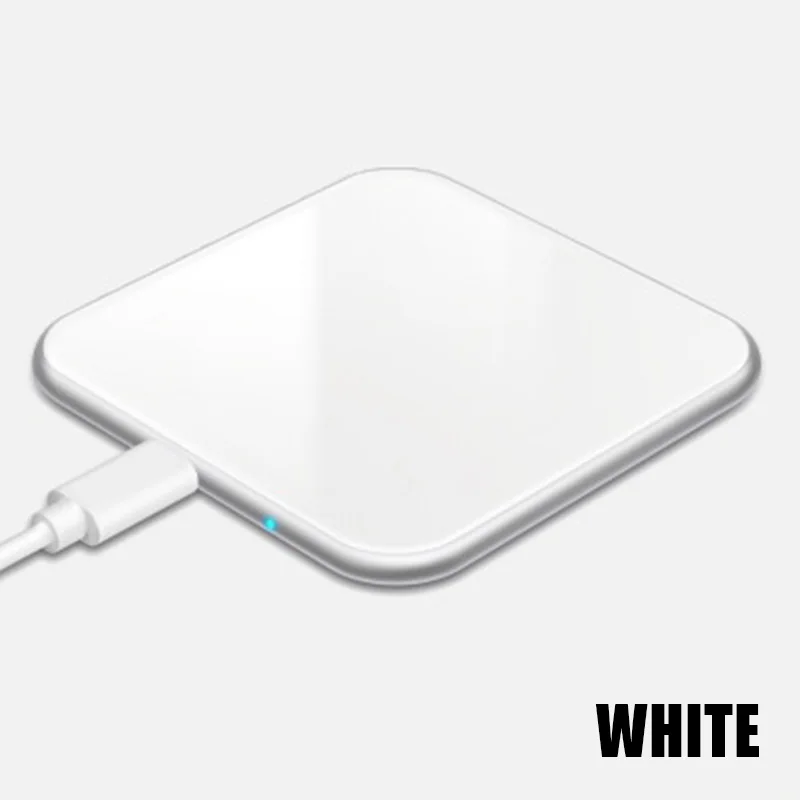 Ultra-thin Metal Square 15W Wireless Quick Charger for iPhone X Samsung Note 10 Huawei Mate 20 Pro Qi Fast Wireless Charging Pad - Цвет: White