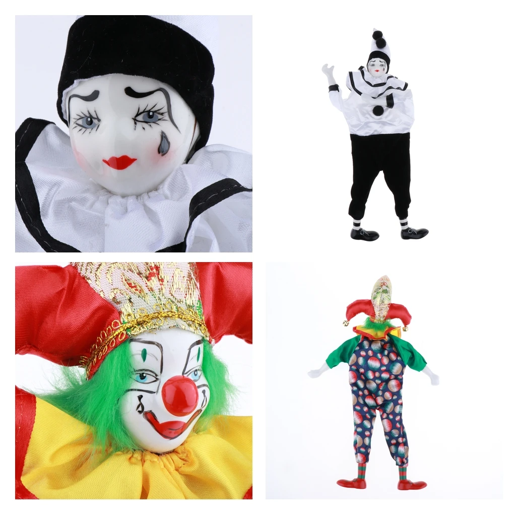 38 см винтажная фарфоровая кукла-клоун ручная роспись кукла-арлекен украшение для