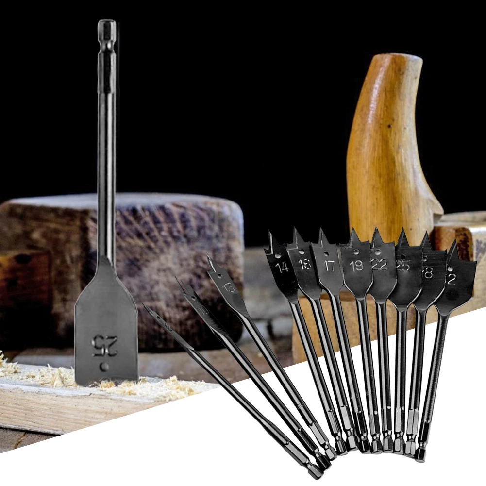 

11pcs Drill Set Hex Shank Spade Bits Flat Boring Wood Drill Bit High-carbon Steel Hex Shank Flat Spade Drills Power Tools 6-32mm