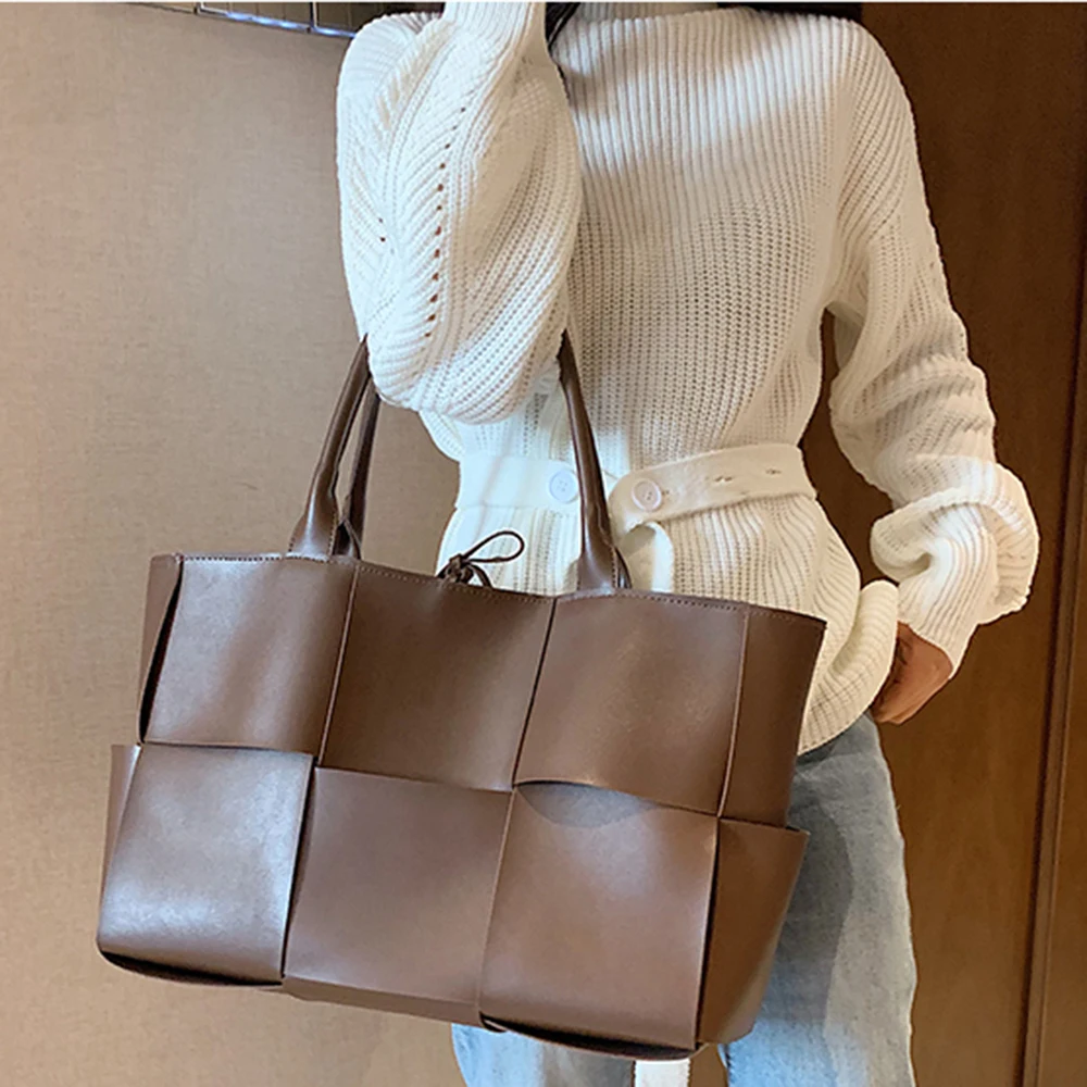 

CGA Luxury Brand Large Weave Tote Bag For Women 2021New High-quality PU Leather Women's Designer Handbag Shoulder Tote Bags