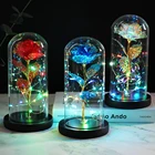 Новый мигающий Красочный светодиодный ночник с черной основой галактика Роза в колбе цветок в стеклянном куполе для подарка на День святого Валентина Свадебный декор