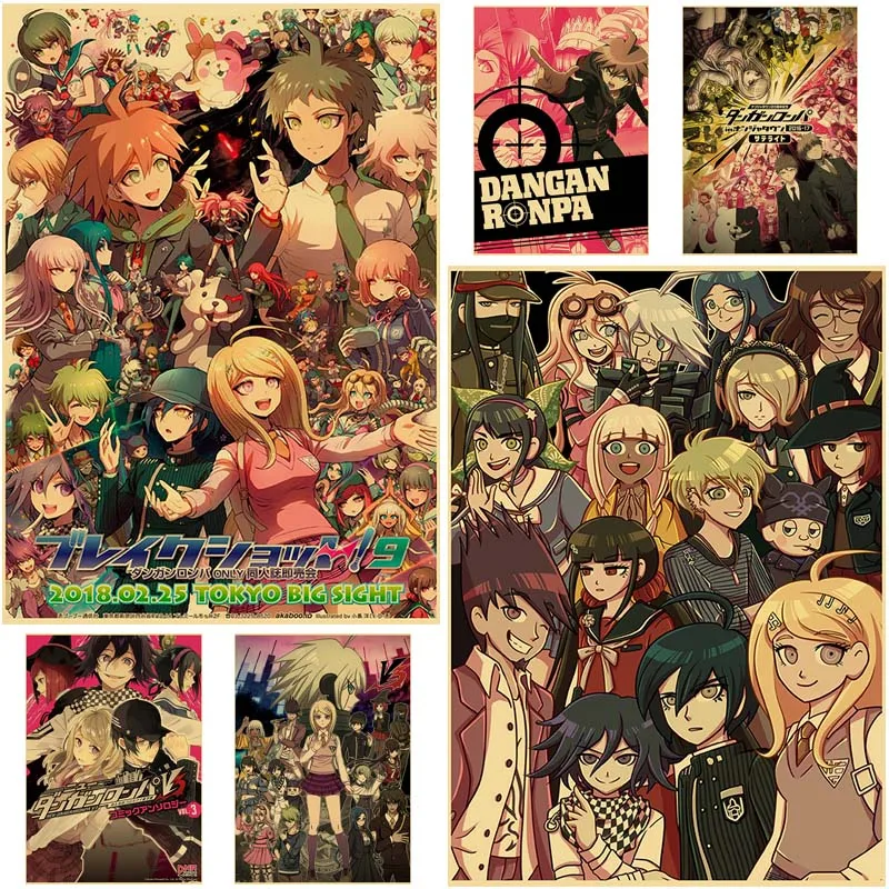 

HD Print Anime Game Poster Retro Kraft Paper Danganronpa Posters Wall Art Decor Children's Room Bar Cafe Decoration Painting