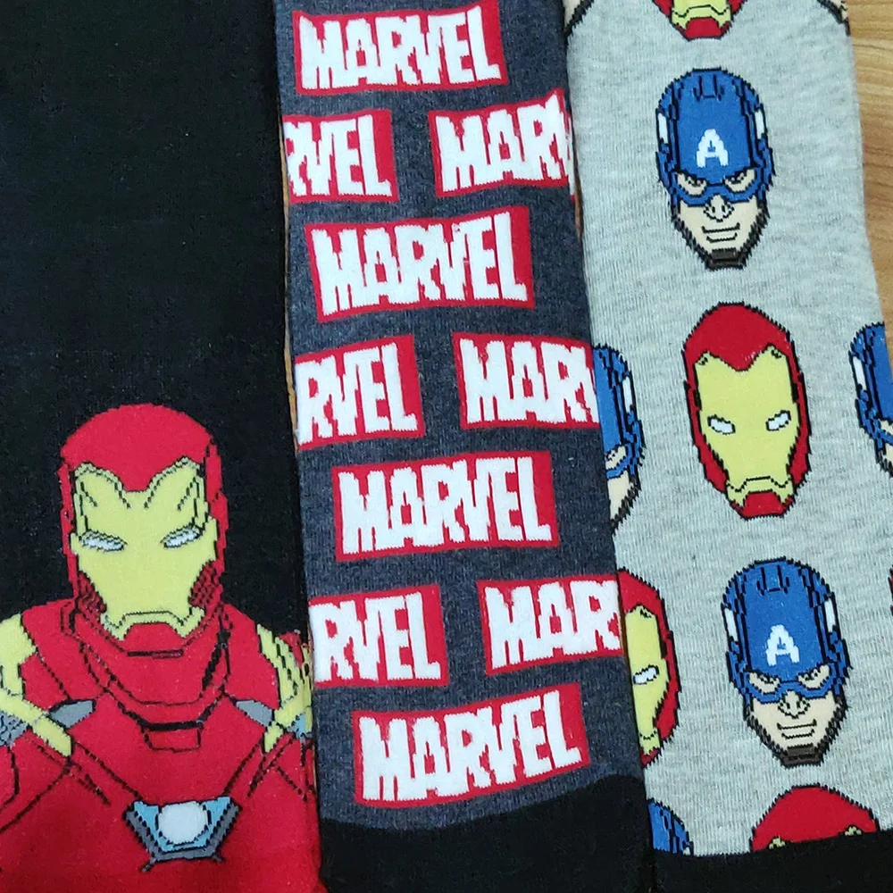 10 Pairs/Pack Marvel Comics Hero General Socks cartoon Iron Man Captain America Warm Stitching pattern increase size Big Sock